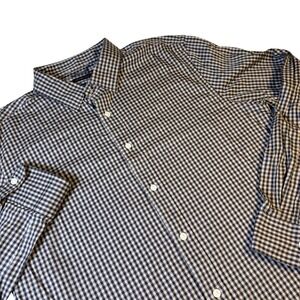 Faherty Reserve The Movement Shirt L Black Tan Gingham Supima Cotton Stretch L/S